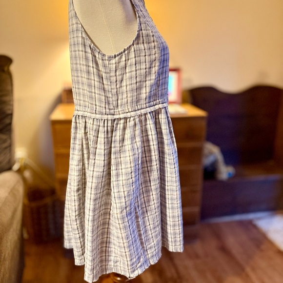 Hem & Thread Checkered Blue and White Mini Dress 💯 Cotton - Picture 5 of 11